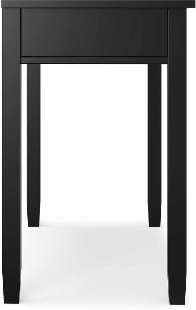 SIMPLIHOME Warm Shaker Desk - 48 inch Wide Solid Wood Writing Desk in Black, Transitional Home Office Computer Desk for Living Room with Keyboard Tray, 2 Drawers and Storage