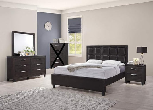 GTU Furniture Contemporary Styling Espresso 4Pc Queen Bedroom Set(Q/D/M/N)