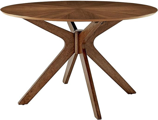 Modway Crossroads 47" Round Wood Dining Table, Walnut
