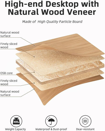 Universal 55 x 20 One-Piece Solid Wood Table Top, 1" Thick Desktop for Stand Up Height Adjustable Desk Frames, Home Office Tabletop, Countertop DIY