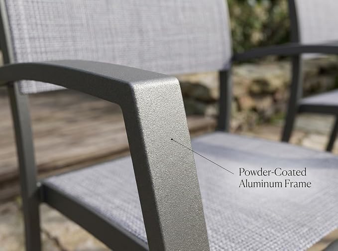 Amazonia Franklin 4-Piece Aluminum Stackable Patio Dining Chairs | Ideal for Outdoors and Indoors