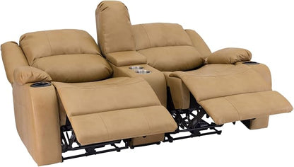 RecPro Charles 67" Powered Double RV Wall Hugger Recliner Sofa RV Loveseat with Upgraded 2023 Fabric (Toffee)