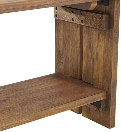 Alaterre Furniture Bethel Wall Mounted Coat Rack & Bench Set – Rustic 40-Inch Entryway Organizer with 5 Coat Hooks, Solid Wood Seat & Storage Shelves for Mudroom or Foyer (Natural Aged Brown)