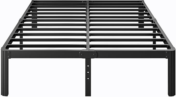 12 Inch High Platform Metal Queen Size Bed Frame, Queen Bed Frame no Box Spring Needed, Easy Assembly, Heavy Duty, Noise Free, Black