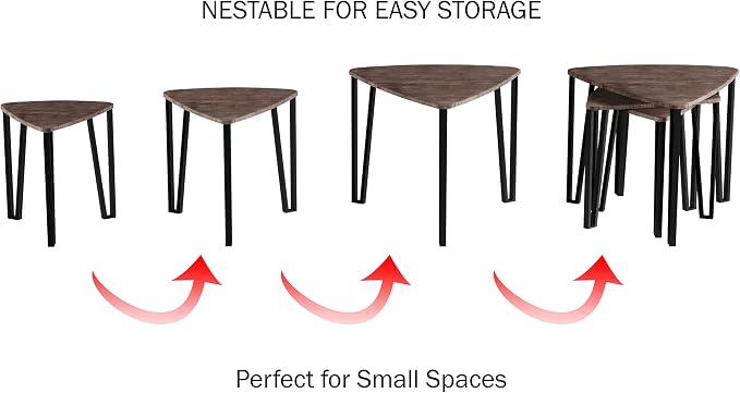 Lavish Home Nesting Tables - Set of 3 Modern Woodgrain-Look Coffee Tables for Living Room - Contemporary Accent Decor Home Furniture (Brown)