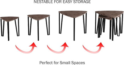 Lavish Home Nesting Tables - Set of 3 Modern Woodgrain-Look Coffee Tables for Living Room - Contemporary Accent Decor Home Furniture (Brown)