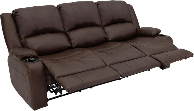 RecPro RV Recliner Charles 80" Powered Triple Wall Hugger | Drop Down Console | RV Furniture with Upgraded 2023 Fabric (Mahogany)