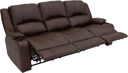 RecPro RV Recliner Charles 80" Powered Triple Wall Hugger | Drop Down Console | RV Furniture with Upgraded 2023 Fabric (Mahogany)
