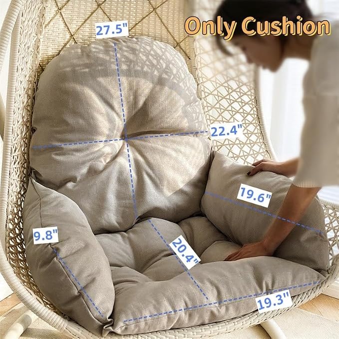 Swing Egg Chair Cushion Thickened Hanging Basket Seat Cushion Washable Hammock Chair Cushions Outdoor Patio Hanging Chairs Cushions Replacement (Only Cushion) (Blue)