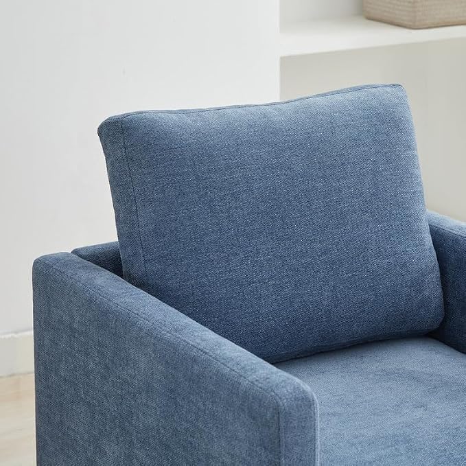Swivel Accent Chair, 360 Degree Square Swivel Chair for Living Room, Mid Century Modern Upholstered Barrel Chair,Comfy Sofa Armchairs for Bedroom,Nursery,Chenille, Blue