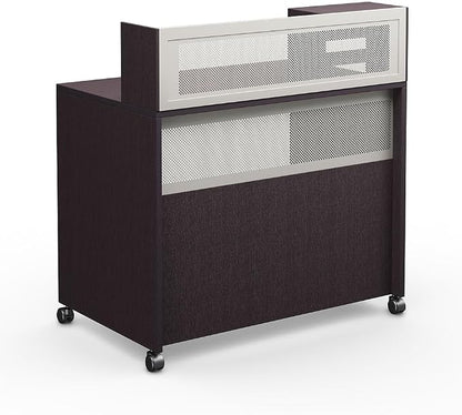 NBF Reception Desk Standing Height Workstation with Mobile Casters for Office Lobby, 48" W x 30" D, Espresso, At Work Collection