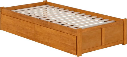 AFI, Concord Twin XL Platform Bed with Footboard & Storage Drawers, Light Toffee