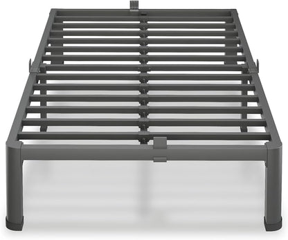 VIPSHOW 10 Inch Twin Size Bed Frame, 3500Lbs Heavy Duty Metal Platform with Round Corner Legs Mattress Slide Stopper, Steel Slat Support No Box Spring Needed, Noise Free, Non-Slip, Easy Assembly