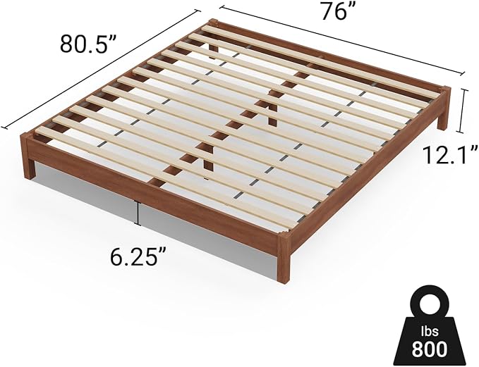 LIFEMENT King Bed Frame Signature Wood Platform, Noise Free, Under Bed Storage, No Box Spring Needed, Easy Assembly, New Walnut