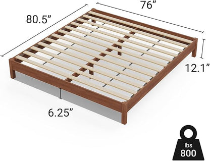 LIFEMENT King Bed Frame Signature Wood Platform, Noise Free, Under Bed Storage, No Box Spring Needed, Easy Assembly, New Walnut
