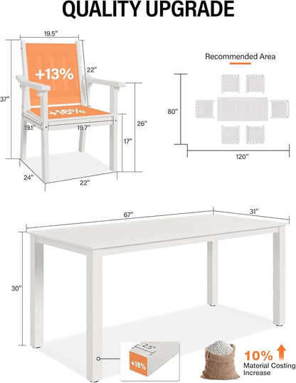 YEFU Patio Dining Chairs Set of 4: All Weather Outdoor Dining Chairs with Wide Curved Seat and Backrest - Outdoor Furniture Plastic for Outside Backyard/Garden/Porch/Deck 350lbs Capacity White