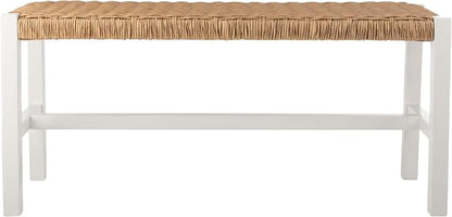 Alaterre Furniture Newport 40 Inch Solid Wood Entryway Bench - Modern Farmhouse Indoor Decorative Bench with Handcrafted Woven Rope Seat - Furniture for Entryway, Dining Room, or Kitchen (White)