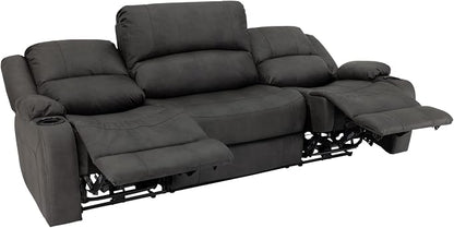 RecPro Charles 94" Powered Triple RV Wall Hugger Recliner | Drop Down Console | RV Furniture with Upgraded 2023 Fabric (Gunmetal)