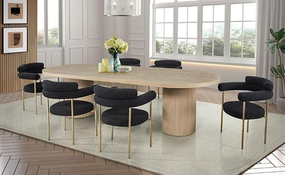 Dobby 90"-123" Extendable Oval Wooden Dining Table, Light Oak | Mid Century Modern, Double Pedestal Base, For 6 People, Large