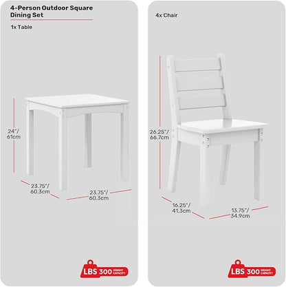 Costaelm Kids Table and 4 Chair Set, Activity Table Chair Set, Toddler Game, Playroom Furniture, Picnic Table Chairs, 5 Piece Dining Table Set, White