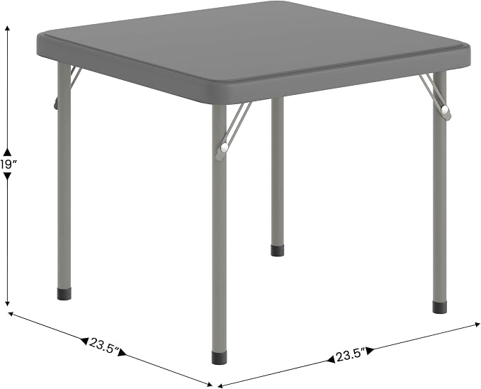 Flash Furniture Paige 24x24 Kids Folding Table with Locking Legs, Commercial Grade Table Recommended for Ages 2-4 in Granite Gray