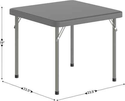 Flash Furniture Paige 24x24 Kids Folding Table with Locking Legs, Commercial Grade Table Recommended for Ages 2-4 in Granite Gray