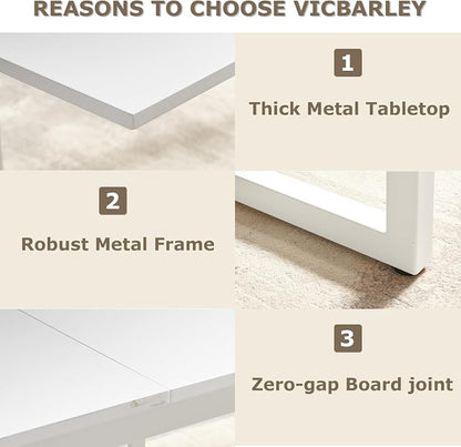 Extendable Dining Table for 4-8 People,70.86''Modern Space-Saving Kitchen Table with Metal Legs,Rectangle Folding Conference Meeting Table for Living Meeting Room Kitchen,White