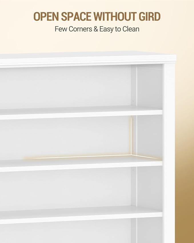Hzuaneri Shoe Storage Cabinet, 10 Tiers Freestanding Shoe Cabinets, Wooden Shoes Rack with Cubby, 36-40 Pairs, Farmhouse Tall Shoes Cubby Organizer for Entryway, Living Room, White SR59203X