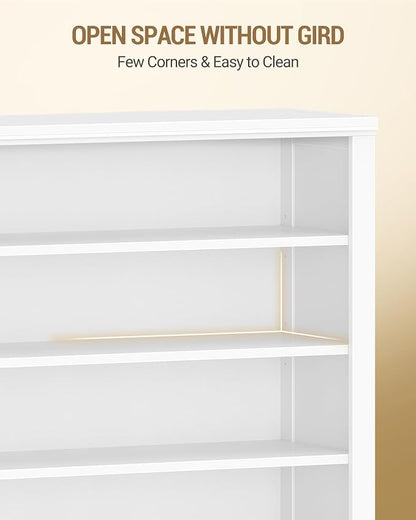 Hzuaneri Shoe Storage Cabinet, 10 Tiers Freestanding Shoe Cabinets, Wooden Shoes Rack with Cubby, 36-40 Pairs, Farmhouse Tall Shoes Cubby Organizer for Entryway, Living Room, White SR59203X