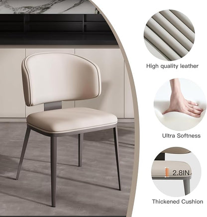 Dining Chairs Modern High Backrest Comfortable, Fashion Upholstered Kitchen Chair Armless Dinner Chair with Metal Legs for All Rooms (Light Grey, Set of 4)