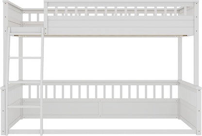 RUNNA Solid Wood Bunk Bed with Ladder, Guardrails & Detachable Design | Solid wood bunk bed, ladder, Guardrails, detachable split design, kids teens bedroom, no box spring