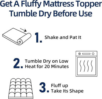 Mattress Topper Full for Back Pain, Extra Thick Mattress Pad Cover, Plush Pillow Top, Deep Elastic Pocket, White, 54"X75"+20"