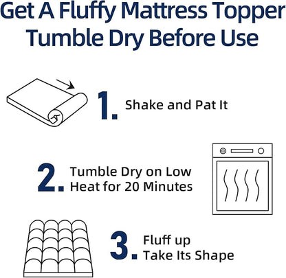 Mattress Topper Queen, Extra Thick Mattress Pad Cover, Plush Pillow Top, Deep Elastic Pocket, Black