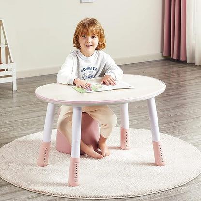 Children's Table, Height Adjustable Kids Play Table, Graffiti-Ready Kids Art Table. Suitable for Home & Kindergarten, Pink