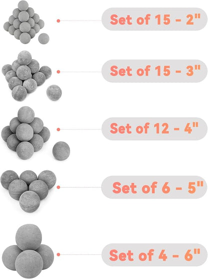 Skyflame 2" Fireplace Balls for Gas Fireplace, 25-Pack Round Ceramic Ball Set for Indoor/Outdoor Fire Pits/Fireplaces Home Decor Accessory, Gray
