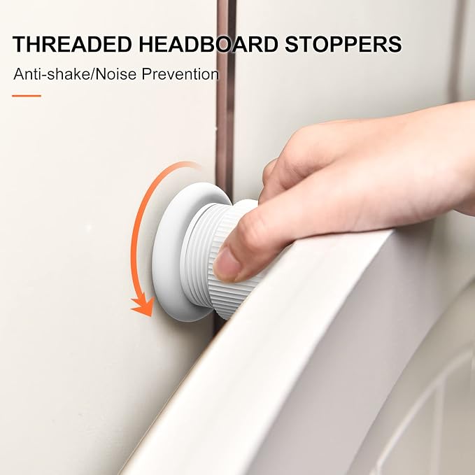 Headboard Stoppers, 1.6-2.6 inches Bed Wall Stopper, Adjustable Bed Frame Anti-Shake Tool, Headboard Bed Stabilizer for Wall Furniture (White - 2 pcs)