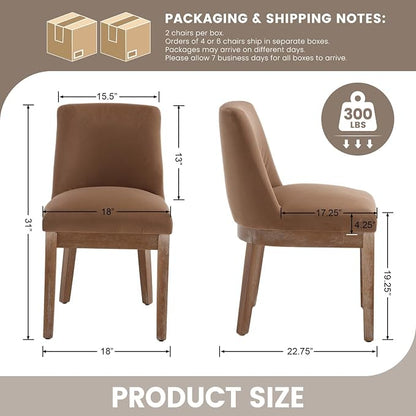 RIVOVA Upholstered Dining Chairs Set of 4, Modern Wooden Dining Room Chair Linen Fabric Kitchen Chairs Farmhouse Dinner Chair with Hardwood Frame, Khaki