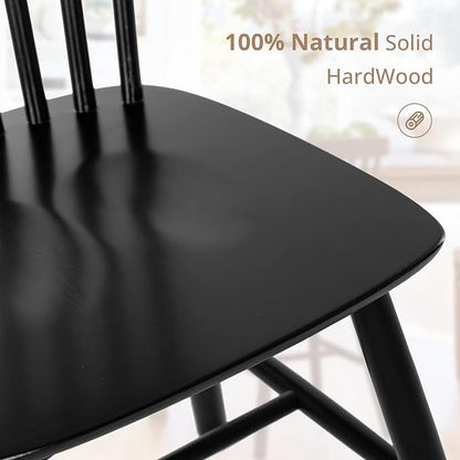LUE BONA Windsor Dining Chair Set of 4, Spindle Back Wooden Chairs for Kitchen and Dining Room, Restaurant, Cafe, Hotel, Black
