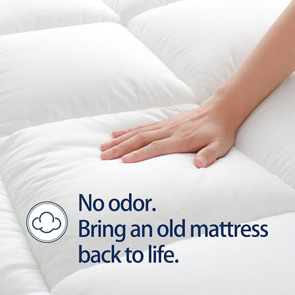 Mattress Topper Full for Back Pain, Extra Thick Mattress Pad Cover, Plush Pillow Top, Deep Elastic Pocket, White, 54"X75"+20"