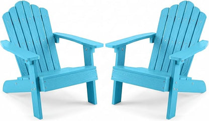 Giantex Kids Adirondack Chair, All-Weather HIPS Children's Outdoor Chair with Tilted High Backrest, Toddler Beach Chair for Garden Patio Backyard, Kids Lawn Chairs for Age 3-7 (2,Turquoise)