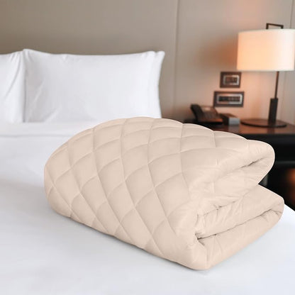 Quilted Fitted Mattress Pad, King Mattress Protector Topper with Deep Pocket Stretches up to 16 Inches, Machine Washable Mattress Cover by Utopia Bedding (Beige)