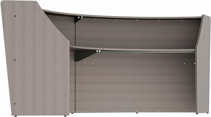 Linea Italia Curved Modern Office Desk Easy to Assembly 2 Panel Reception Counter for Lobby, Salon, 124" x 49", Ash