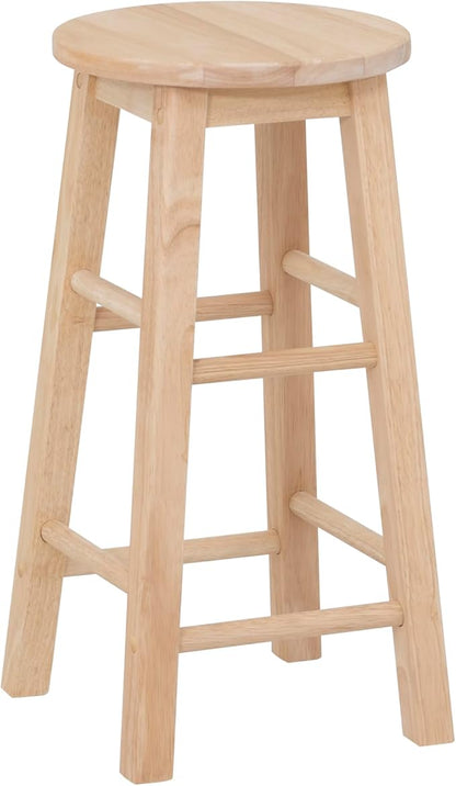 Linon Zeke Unfinished Solid Wood Backless Round Counter Stool with 24 Inch Seat Height