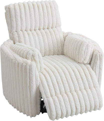 Jocisland Power Recliner Nursery Chair for Adults, Electric Swivel Rocking Glider with USB & Type-C Charge, Plush Corduroy Armchair with 2 Pillows, Cozy Reclining Sofa for Living Room, Bedroom, Cream