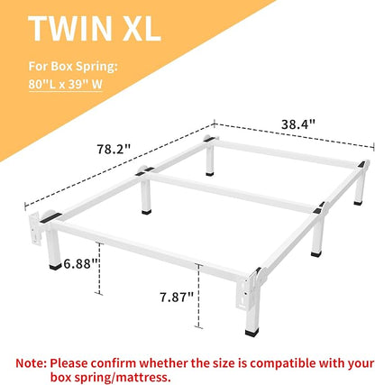 Superay Metal Bed Frame, 6-Leg Bed Base, 8 inches Support for Box Spring, Twin XL, Easy Assembly, White