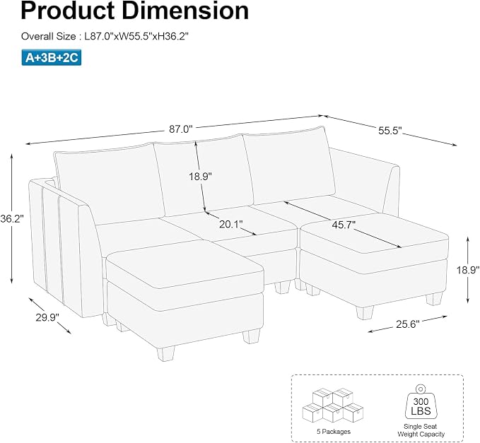 Belffin Modular Sectional Sofa with Double Chaise Velvet U Shaped Sofa Reversible Sectional Couch with Storage Black