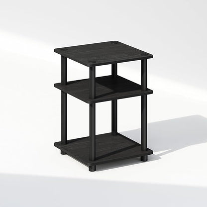 Furinno Turn-N-Tube Night Stand, 3-Tier Nightstand with Open Shelf, Bedside Table, End Table, Side Table, for Bedroom, Closet, Dorm, Black