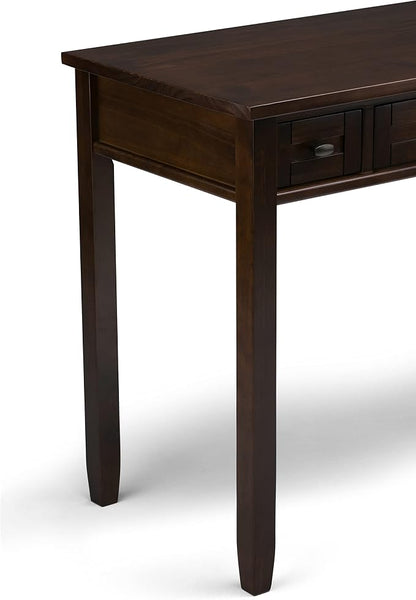 SIMPLIHOME Warm Shaker Desk and Bookcase Bundle - 48 inch Wide Solid Wood Transitional Desk with Drawers and 26 inch Wide 5-Shelf Bookcase in Brunette Brown, Home Office Furniture (Set of 2)