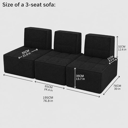 PurrJoys Modular Sectional Loveseat, 2-Piece Deep Seat Corduroy Lounge Sofa Small Loveseat Couch for Living Room, Bedroom, Apartment, Black