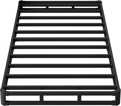 Maenizi Box Spring Twin 4 Inch Low Profile, Heavy Duty Metal Box Spring Bed Base with Fabric Cover, Mattress Foundation, Easy Assembly, Noise Free, Black